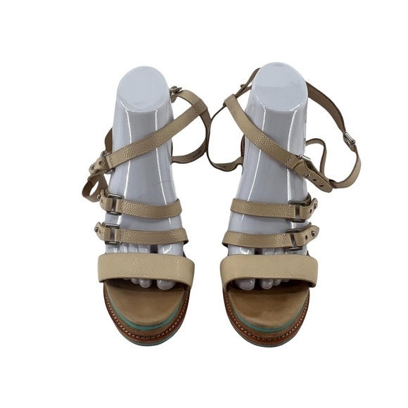 rag & bone Tan Exclusive Wood Wedge Strappy Sandals Size 9 Women’s - Picture 3 of 10